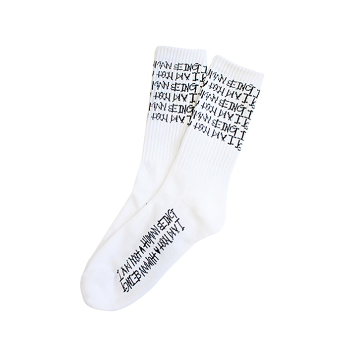 아임낫어휴먼비잉 Triple Logo Socks //  White 