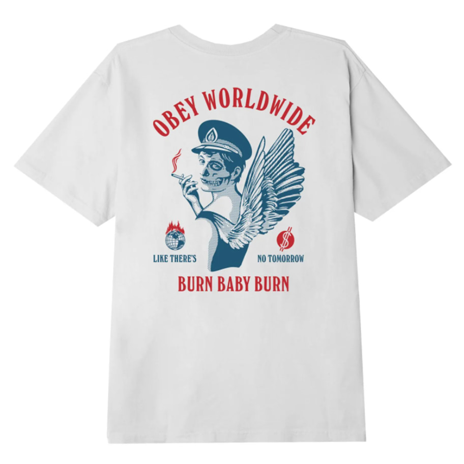 오베이 티셔츠 BURN BABY BURN CLASSIC TEES / WHITE