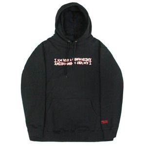 아임낫어휴먼비잉 후드 red basic logo 2 hoodie // black 