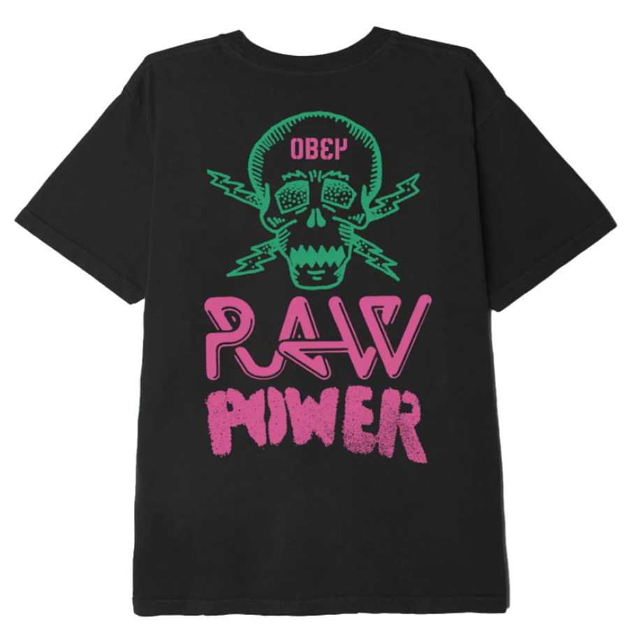 오베이 티셔츠 OBEY RAW POWER NEON CLASSIC TEES / BLACK