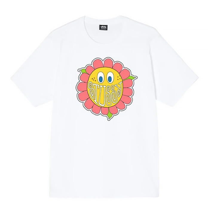스투시 티셔츠 HAPPY FLOWER TEE / WHITE